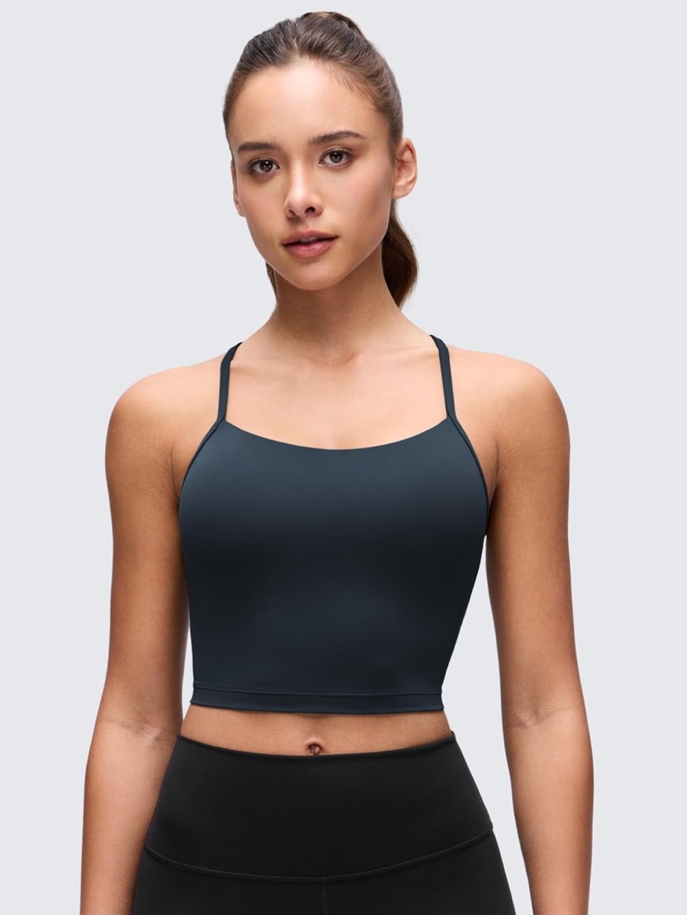 CRZ YOGA Navy Butterluxe Y Back Crop Tank Top